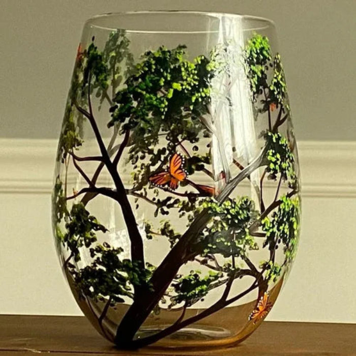 Copas de Vino Árbol de las Cuatro Estaciones – Arte Pintado a Mano y Elegancia Natural-Home Decor-Hogar88-Hogar88