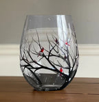 Copas de Vino Árbol de las Cuatro Estaciones – Arte Pintado a Mano y Elegancia Natural-Home Decor-Hogar88-Invierno-Vaso sin Pie-Hogar88