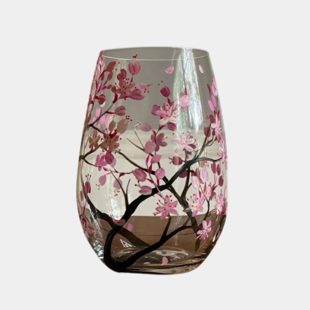 Copas de Vino Árbol de las Cuatro Estaciones – Arte Pintado a Mano y Elegancia Natural-Home Decor-Hogar88-Otoño-Vaso sin Pie-Hogar88