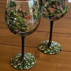 Copas de Vino Árbol de las Cuatro Estaciones – Arte Pintado a Mano y Elegancia Natural-Home Decor-Hogar88-Primavera-Vaso con Pie-Hogar88