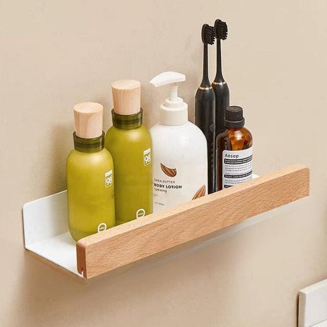 Estante de Baño Rústico – Montaje sin Taladro y Diseño Natural-Wall-Mounted Caddies-Hogar88-Hogar88