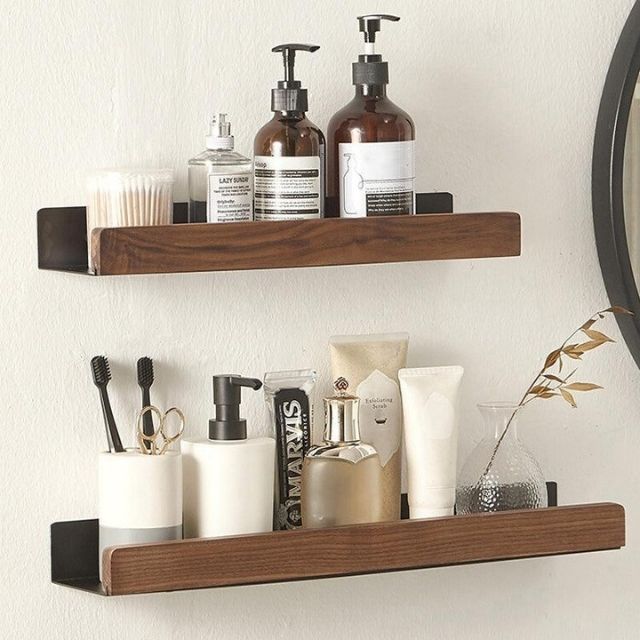 Estante de Baño Rústico – Montaje sin Taladro y Diseño Natural-Wall-Mounted Caddies-Hogar88-Hogar88