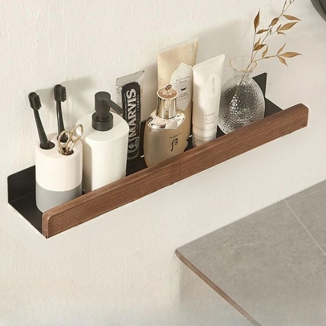Estante de Baño Rústico – Montaje sin Taladro y Diseño Natural-Wall-Mounted Caddies-Hogar88-Hogar88