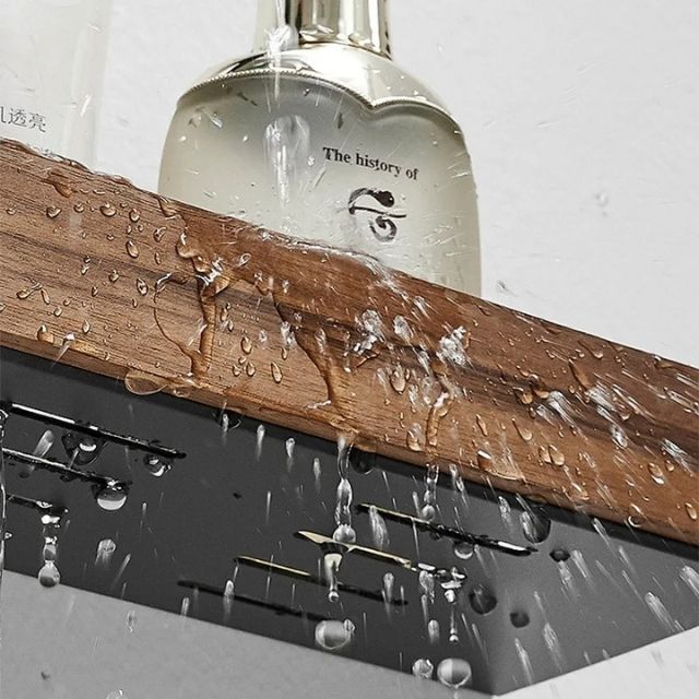 Estante de Baño Rústico – Montaje sin Taladro y Diseño Natural-Wall-Mounted Caddies-Hogar88-Hogar88