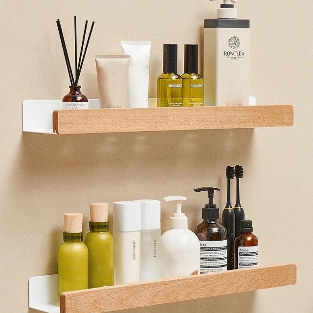 Estante de Baño Rústico – Montaje sin Taladro y Diseño Natural-Wall-Mounted Caddies-Hogar88-Hogar88