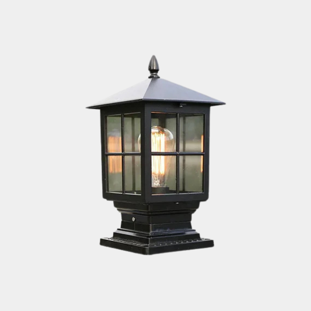 Farol de Pilar Exterior de Metal Negro – Iluminación Clásica Jardín-Landscape Pathway Lighting-Hogar88-Negro-Hogar88