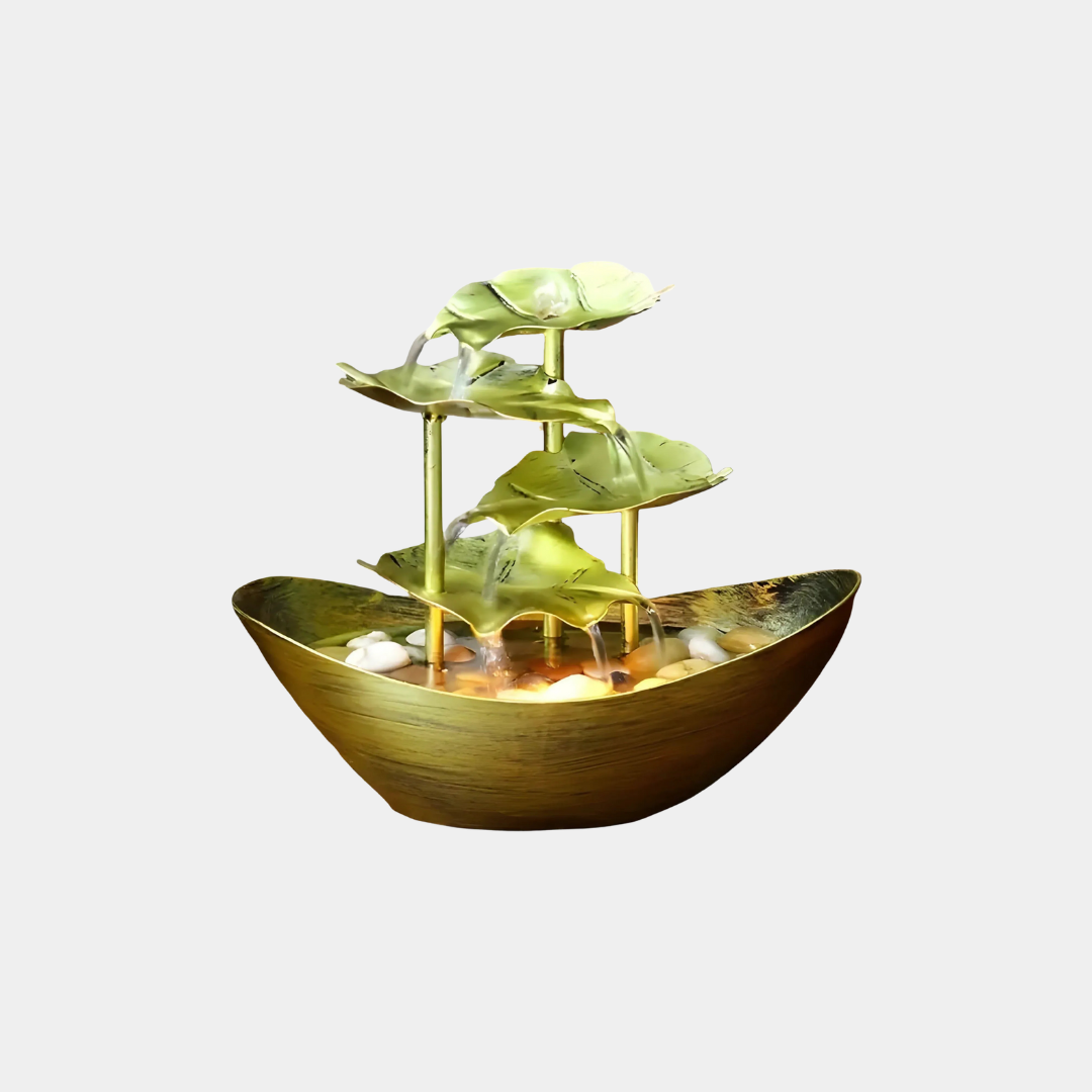 Fuente Decorativa de Mesa con LED – Diseño Vintage de Hoja Metálica-Fountains-Hogar88-Dorado-Hogar88