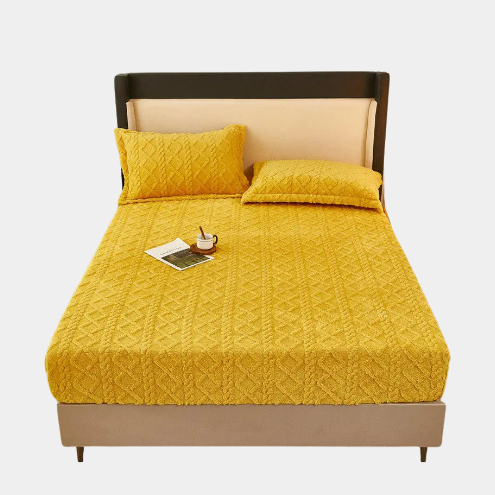 Funda de Cama de Terciopelo Acolchada – Suave, Elegante y Transpirable-Bedroom-Hogar88-Amarillo-Sábana bajera 90 x 200 cm-Hogar88