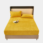 Funda de Cama de Terciopelo Acolchada – Suave, Elegante y Transpirable-Bedroom-Hogar88-Amarillo-Sábana bajera 90 x 200 cm-Hogar88