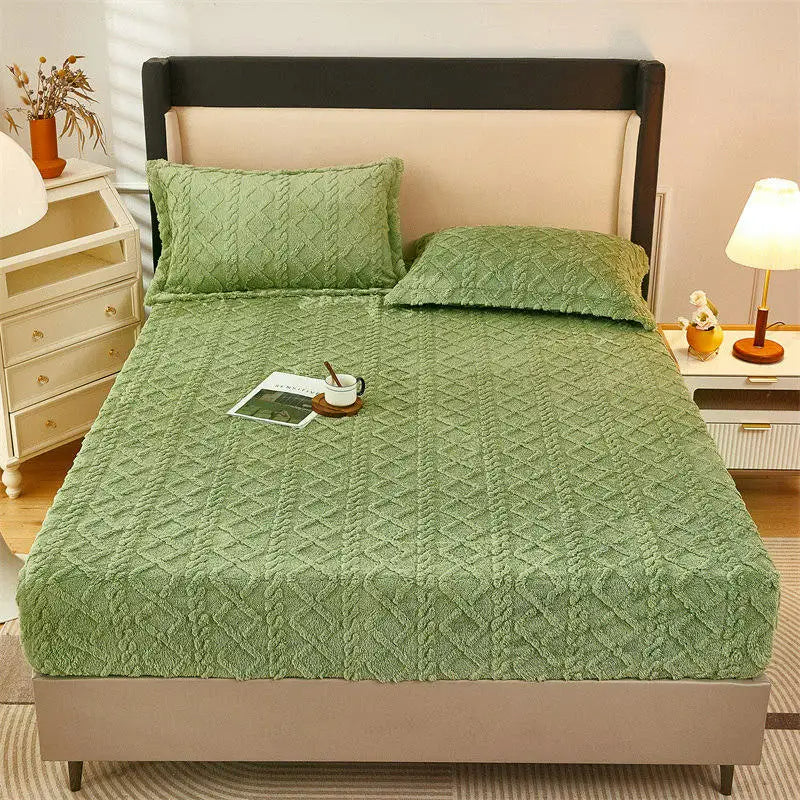 Funda de Cama de Terciopelo Acolchada – Suave, Elegante y Transpirable-Bedroom-Hogar88-Verde-Sábana bajera 90 x 200 cm-Hogar88