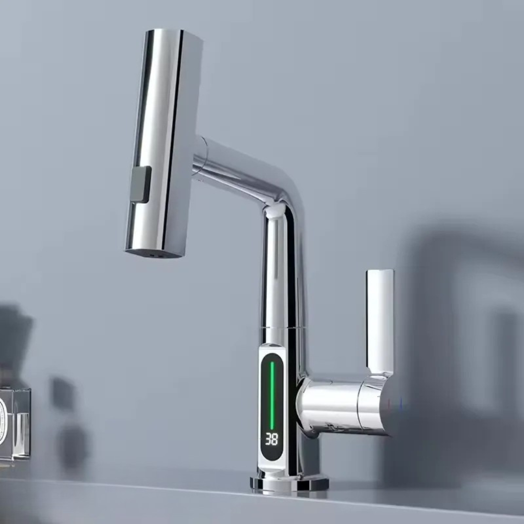Grifo Flexible con Pantalla LED – Diseño Giratorio y Extensible-Kitchen Sink Faucets-Hogar88-Hogar88