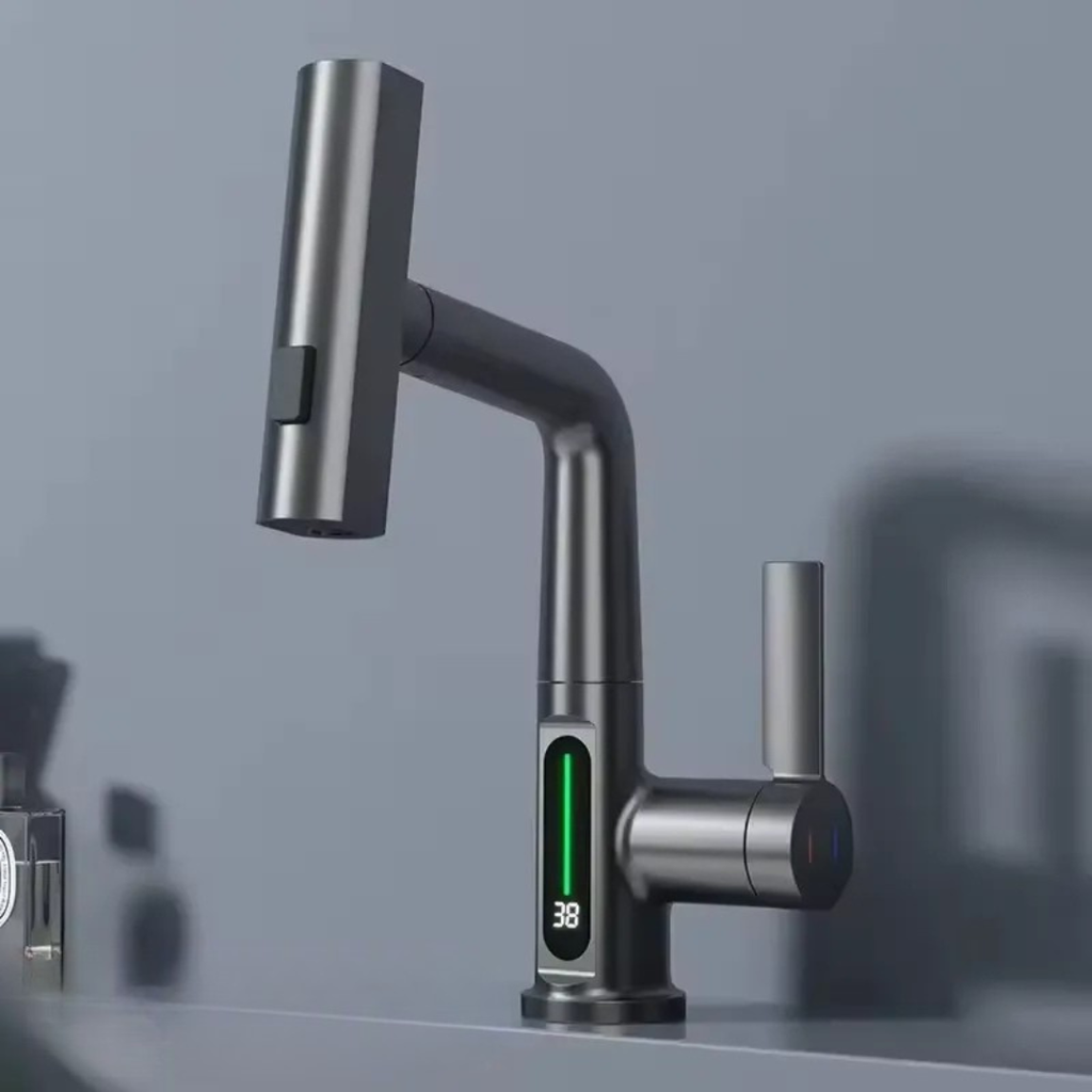 Grifo Flexible con Pantalla LED – Diseño Giratorio y Extensible-Kitchen Sink Faucets-Hogar88-Hogar88