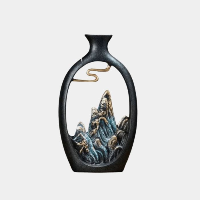 Jarrón Artístico con Paisaje de Montaña – Diseño Cerámico y Elegancia Atemporal-Home Decor-Hogar88-26.5 x 15cm-Hogar88