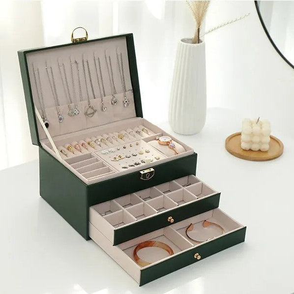 Joyero de Cuero Multicapa – Organización Elegante-Jewelry Boxes-Hogar88-Hogar88