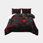 Juego de Funda Nórdica Geométrica – Diseño 3D Moderno y Confort Total-Duvet Cover Sets-Hogar88-Rojo-Doble-Hogar88