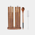 Juego de Molinillos de Pimienta y Sal de Madera de Lujo – Diseño Elegante con Bandeja-Kitchen Utensils-Hogar88-Hogar88