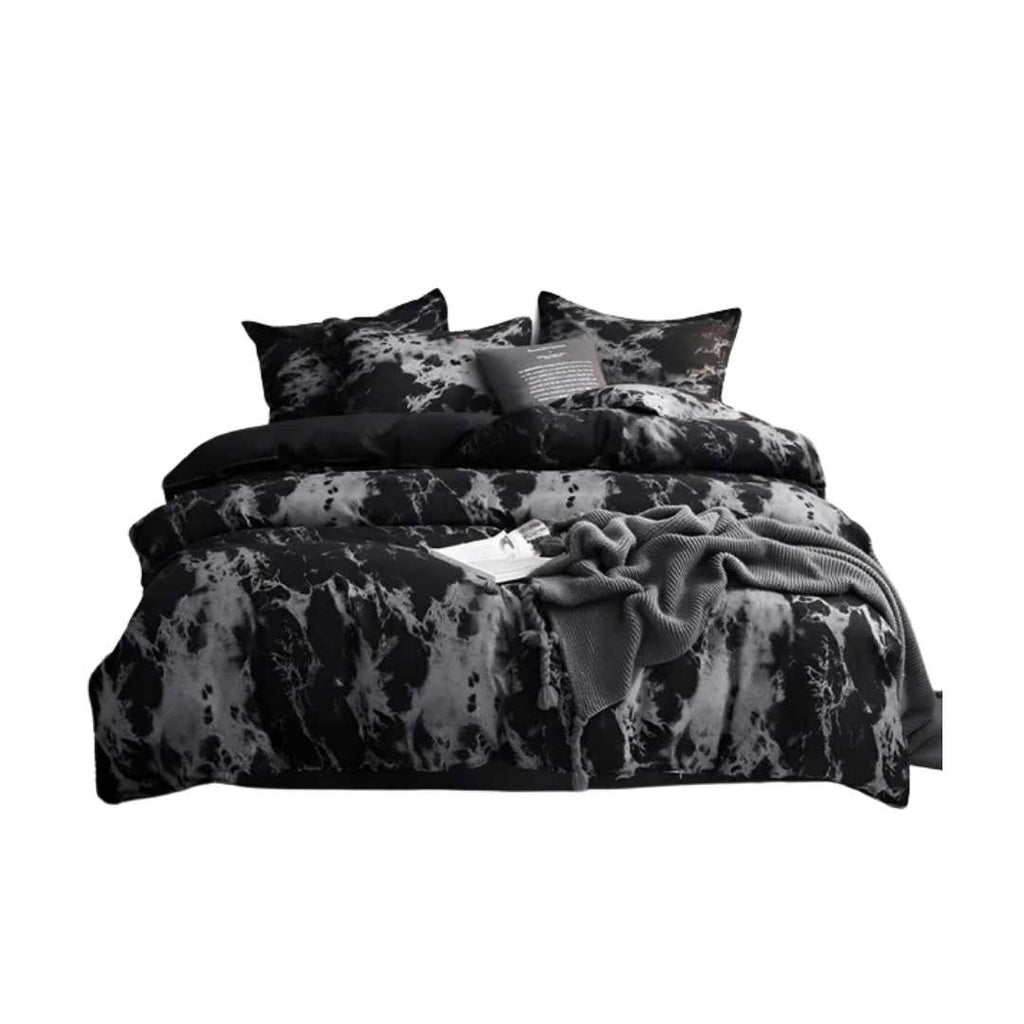 Juego de Ropa de Cama Mármol Negro Elegante – Diseño Moderno Sofisticado-Bedding Set-Hogar88-Hogar88