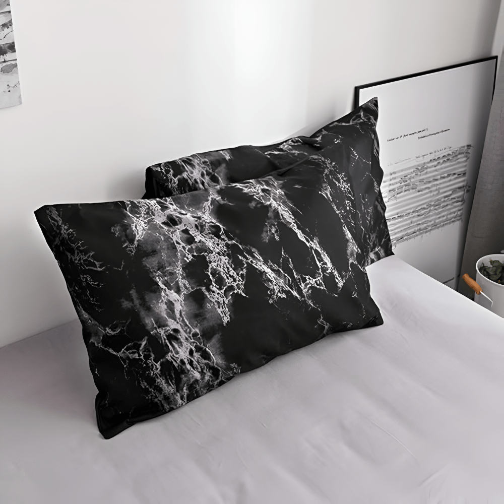 Juego de Ropa de Cama Mármol Negro Elegante – Diseño Moderno Sofisticado-Bedding Set-Hogar88-Hogar88
