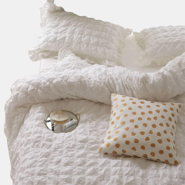 Juego de Ropa de Cama Seersucker Elegante y Transpirable – Suave, Ligero y Sin Arrugas-Bedding-Hogar88-Blanco-Gemelos 150 x 200 cm 4 unidades-Hogar88