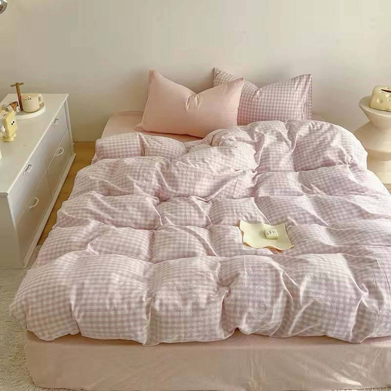 Juego de Ropa de Cama a Cuadros – Estilo Acogedor y Aesthetic-Bedding Set-Hogar88-Hogar88