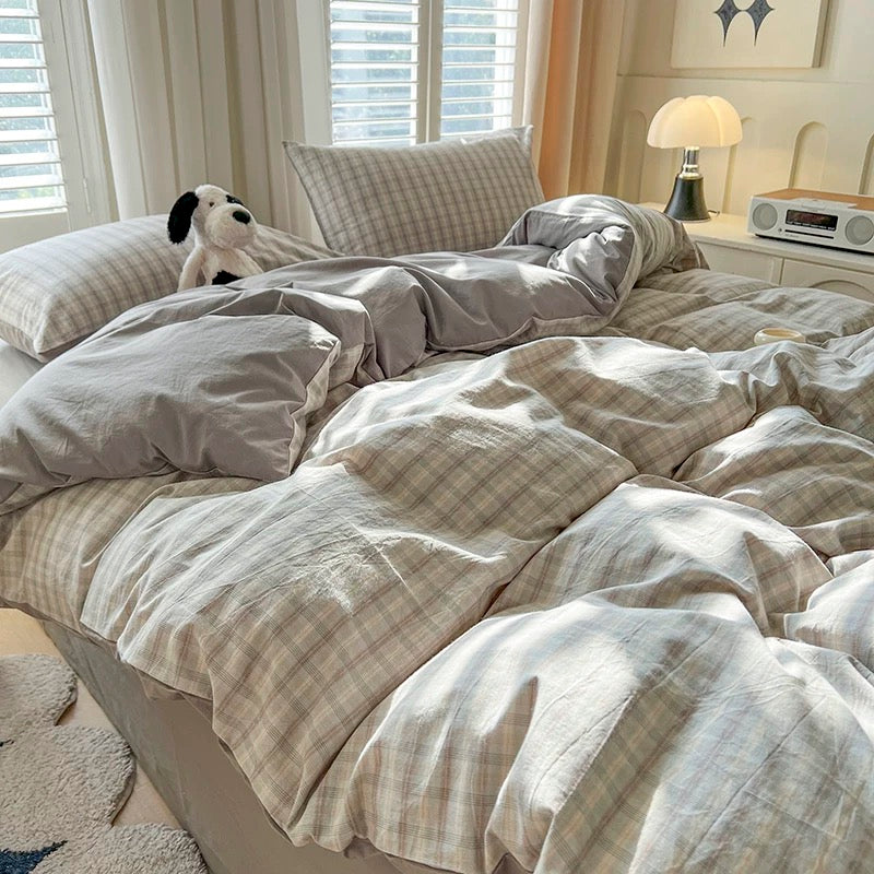 Juego de Ropa de Cama a Cuadros – Estilo Acogedor y Aesthetic-Bedding Set-Hogar88-Hogar88