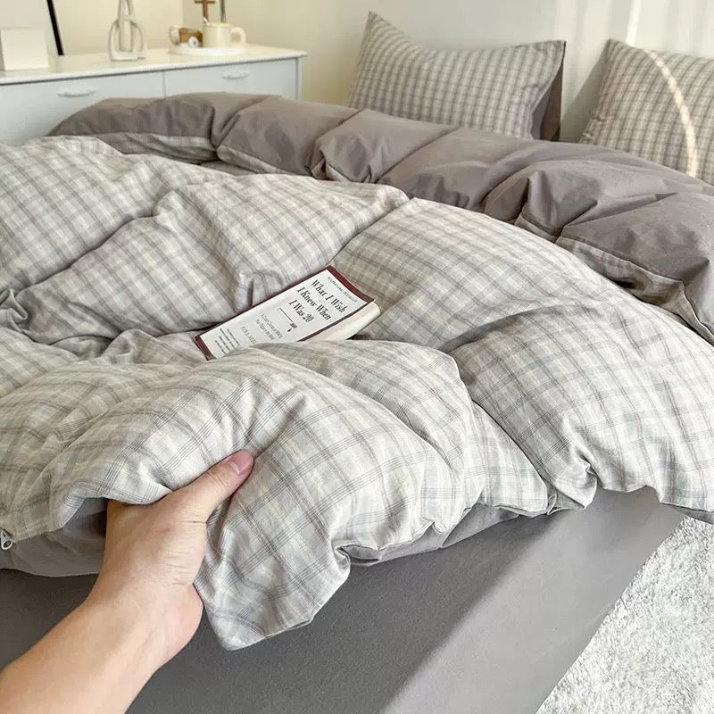 Juego de Ropa de Cama a Cuadros – Estilo Acogedor y Aesthetic-Bedding Set-Hogar88-Hogar88