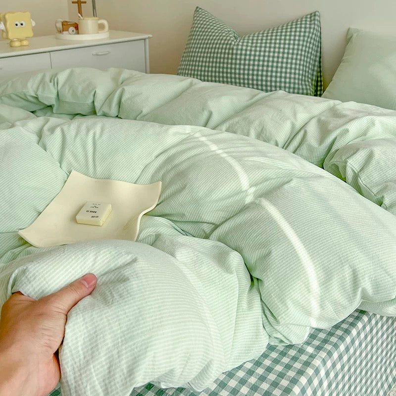 Juego de Ropa de Cama a Cuadros – Estilo Acogedor y Aesthetic-Bedding Set-Hogar88-Hogar88