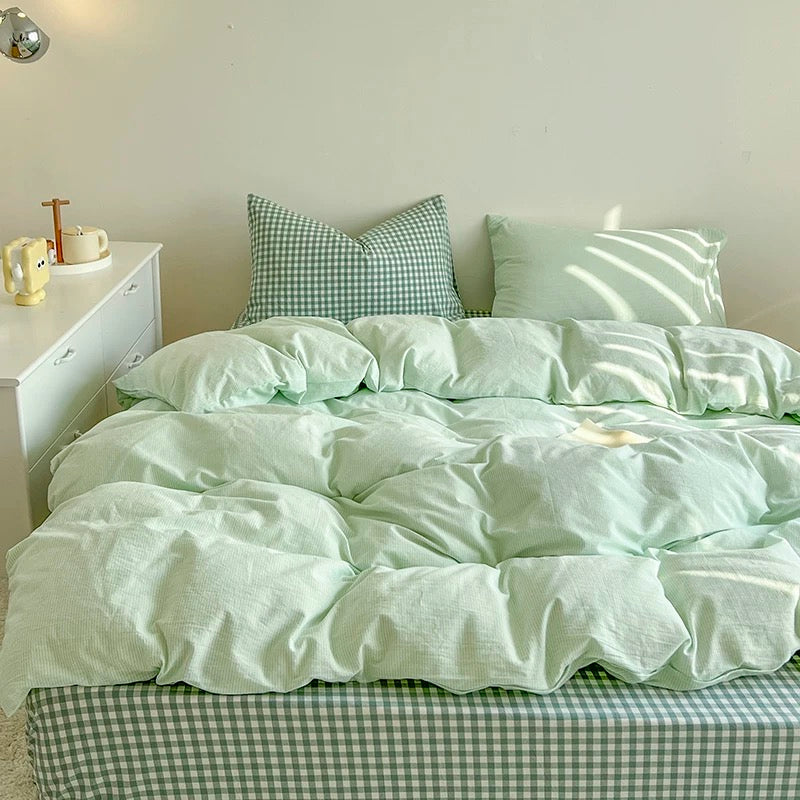 Juego de Ropa de Cama a Cuadros – Estilo Acogedor y Aesthetic-Bedding Set-Hogar88-Hogar88