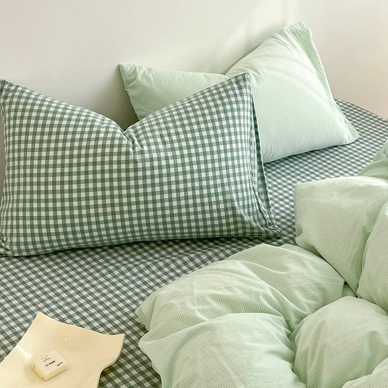 Juego de Ropa de Cama a Cuadros – Estilo Acogedor y Aesthetic-Bedding Set-Hogar88-Hogar88