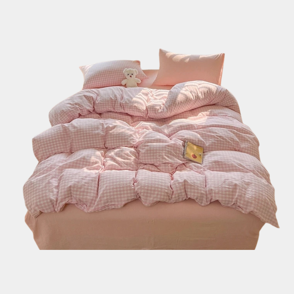 Juego de Ropa de Cama a Cuadros – Estilo Acogedor y Aesthetic-Bedding Set-Hogar88-Hogar88