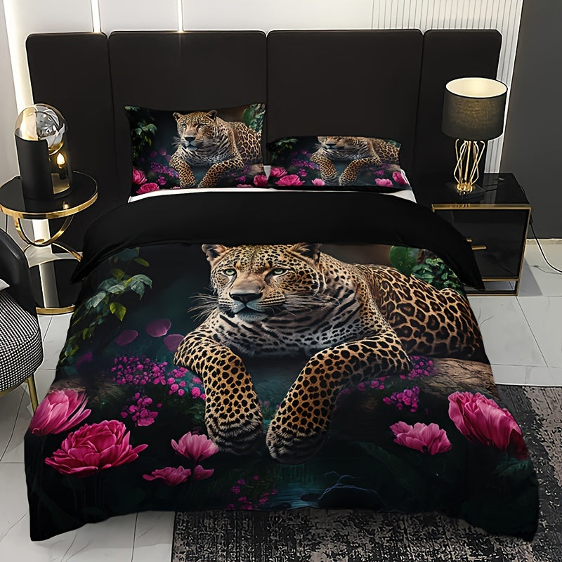 Juego de Ropa de Cama con Estampado Digital de Animales – Suave, Cálido y Versátil (3 Piezas)-Bedroom-Hogar88-Hogar88