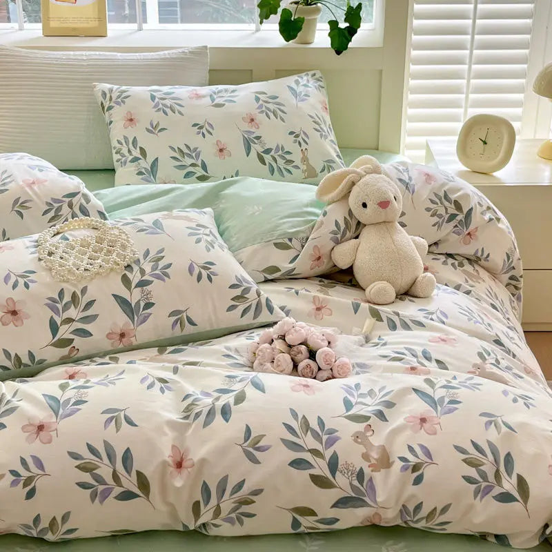 Juego de Ropa de Cama con Estampado Floral – Romántico, Suave y Elegante-Home & Garden-Hogar88-Estilo 04-Funda doble 4 unidades 150 cm x 200 cm-Hogar88