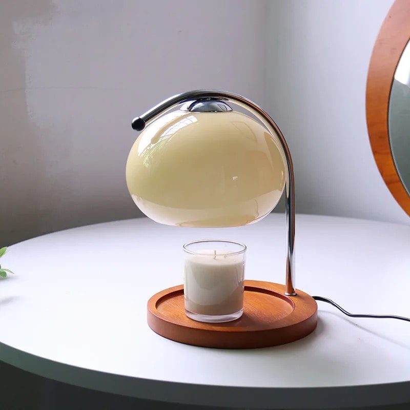 Lámpara Bauhaus Retro – Lámpara de Mesa de Vidrio con Porta Vela-Table Lamps-Hogar88-Hogar88