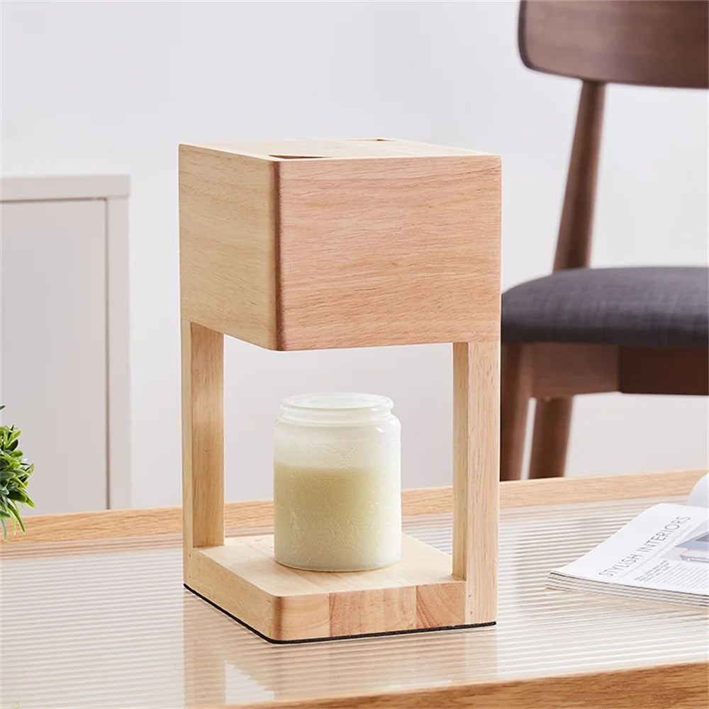 Lámpara Calientavelas de Madera – Luz Cálida y Diseño Elegante-Candle & Oil Warmers-Hogar88-Hogar88
