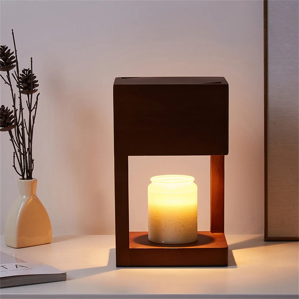 Lámpara Calientavelas de Madera – Luz Cálida y Diseño Elegante-Candle & Oil Warmers-Hogar88-Hogar88