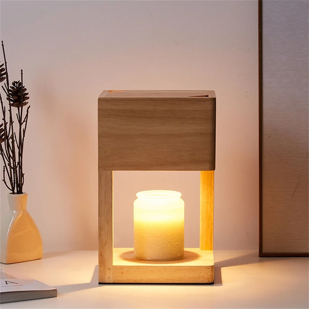 Lámpara Calientavelas de Madera – Luz Cálida y Diseño Elegante-Candle & Oil Warmers-Hogar88-Hogar88
