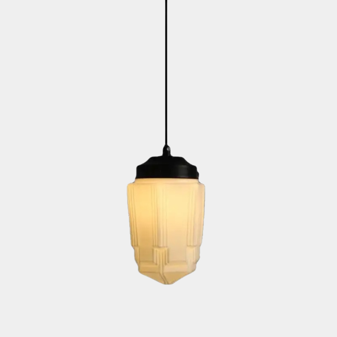 Lámpara Colgante Art Déco de Vidrio Opal – Estilo Vintage Elegante-Ceiling Light Fixtures-Hogar88-A Ø 14 cm × Altura 22 cm-Hogar88