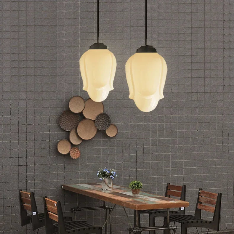 Lámpara Colgante Art Déco de Vidrio Opal – Estilo Vintage Elegante-Ceiling Light Fixtures-Hogar88-H Ø 20 cm × Altura 29 cm-Hogar88