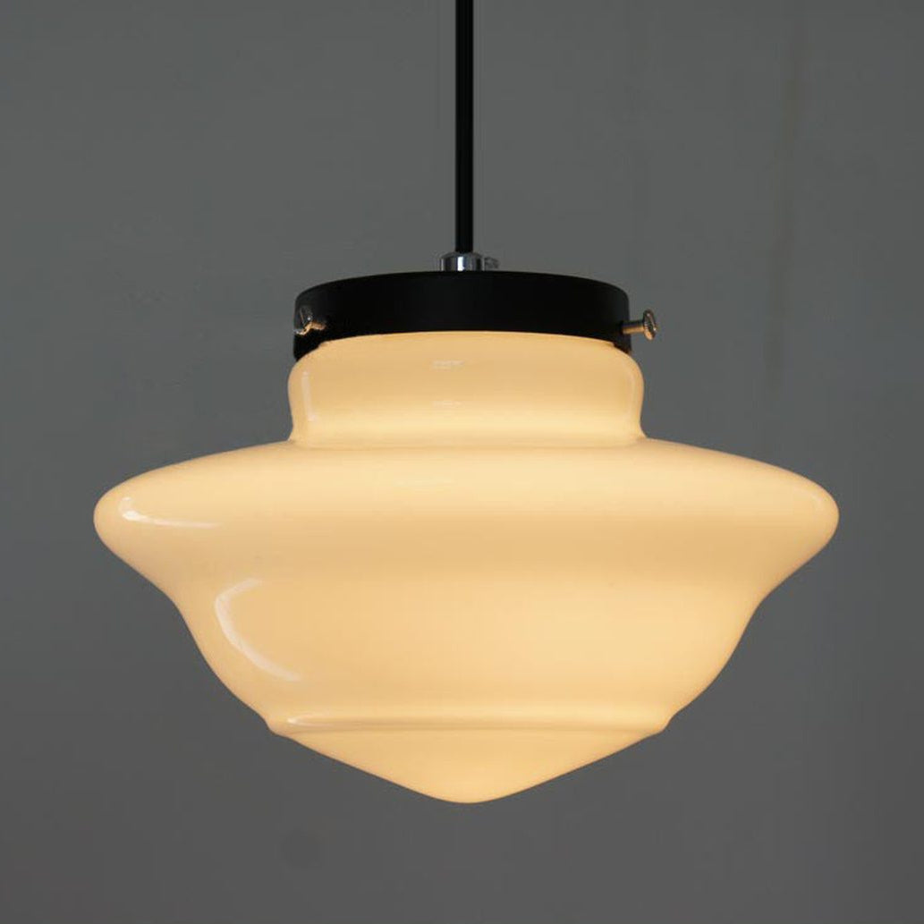Lámpara Colgante Art Déco de Vidrio Opal – Estilo Vintage Elegante-Ceiling Light Fixtures-Hogar88-Hogar88