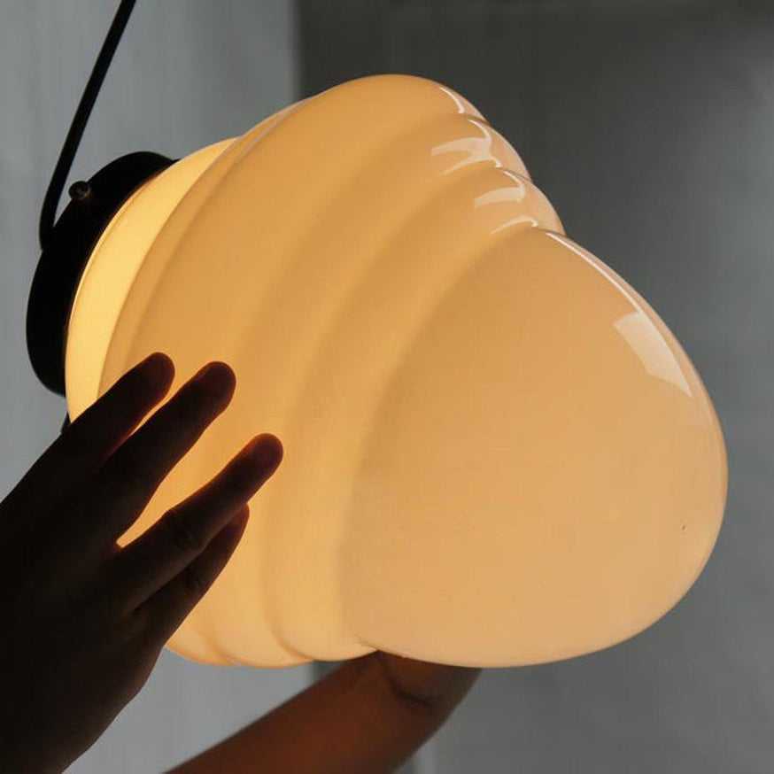 Lámpara Colgante Art Déco de Vidrio Opal – Estilo Vintage Elegante-Ceiling Light Fixtures-Hogar88-Hogar88