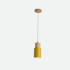 Lámpara Colgante Cilíndrica de Madera y Metal – Iluminación Moderna Elegante-Ceiling Light-Hogar88-Amarillo-Hogar88