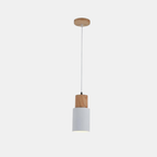 Lámpara Colgante Cilíndrica de Madera y Metal – Iluminación Moderna Elegante-Ceiling Light-Hogar88-Blanco-Hogar88