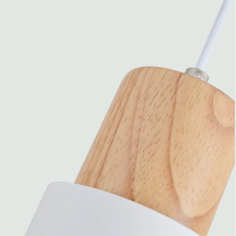 Lámpara Colgante Cilíndrica de Madera y Metal – Iluminación Moderna Elegante-Ceiling Light-Hogar88-Hogar88