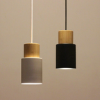 Lámpara Colgante Cilíndrica de Madera y Metal – Iluminación Moderna Elegante-Ceiling Light-Hogar88-Hogar88