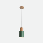 Lámpara Colgante Cilíndrica de Madera y Metal – Iluminación Moderna Elegante-Ceiling Light-Hogar88-Verde-Hogar88