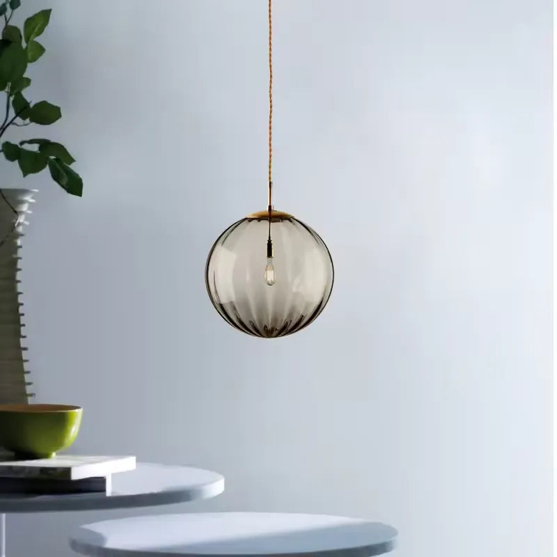Lámpara Colgante Esférica de Vidrio – Iluminación Decorativa Moderna-Ceiling Light Fixtures-Hogar88-Gris-Hogar88