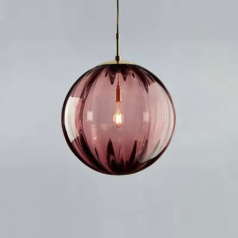 Lámpara Colgante Esférica de Vidrio – Iluminación Decorativa Moderna-Ceiling Light Fixtures-Hogar88-Rosa-Hogar88