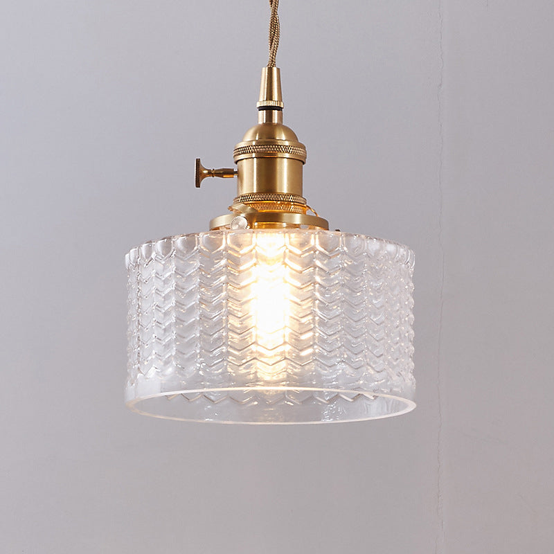 Lámpara Colgante Retro de Vidrio Ondulado – Estilo Industrial-Ceiling Light Fixtures-Hogar88-Hogar88