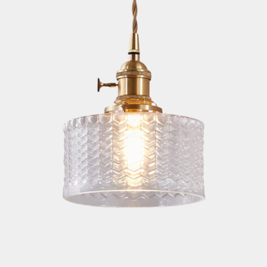 Lámpara Colgante Retro de Vidrio Ondulado – Estilo Industrial-Ceiling Light Fixtures-Hogar88-Transparente-Hogar88