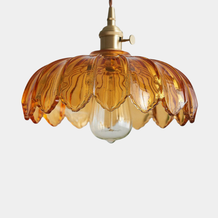 Lámpara Colgante Vintage de Flor en Vidrio y Cobre – Elegante, Romántica y Artesanal-Lamp-Hogar88-Dorado-Hogar88